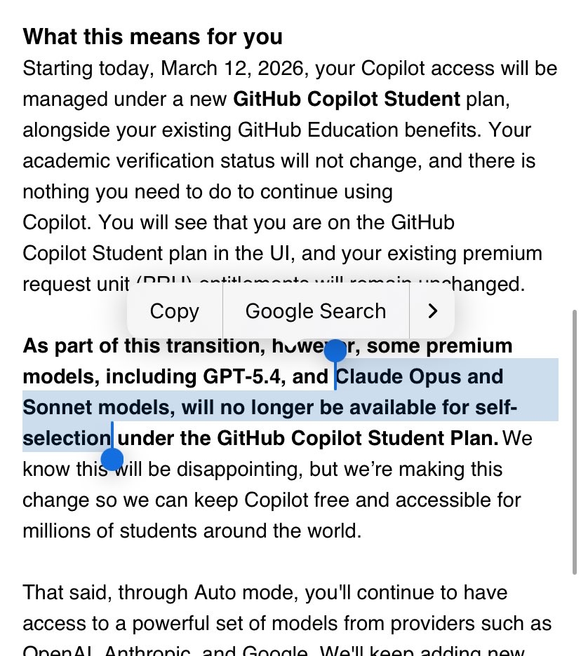 start hari ini model opus gabisa dipilih manual di github copilot ...
