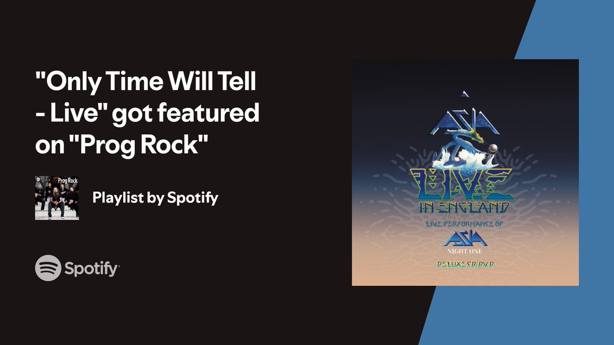 originalasia's tweet photo. “Only Time Will Tell” Live has been added to Spotify’s Prog Rock Playlist!  https://t.co/0iJWWYHJLB @originalasia @asiageoff https://t.co/xbAiem9VxS