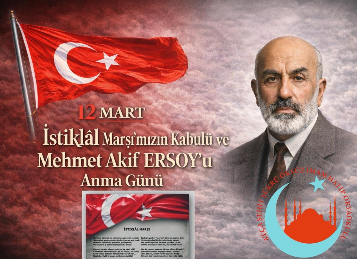 SehitOksuz's tweet photo. 📜 Tarih: 12 Mart 1921 
*İSTİKLÂL MARŞI'MIZIN KABULÜ*
Bundan tam 105 yıl önce bugün, vatanı için kalemini kılıçtan keskin kılan *Milli Şairimiz Mehmet Akif ERSOY*'un mısralarında hayat buldu, İSTİKLÂL MARŞI'MIZ...
#türkiyeyüzyılımaarifmodeli 
#12MartİstiklalMarşınınKabulü 🇹🇷 https://t.co/PkFWJvhm6m