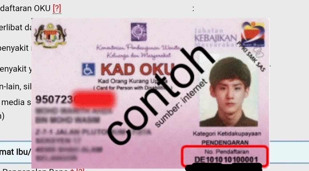 chunheepy's tweet photo. woi siapa punya kerja letak predebut chunji dekat contoh kad OKU niii https://t.co/Bpi4guPPP0