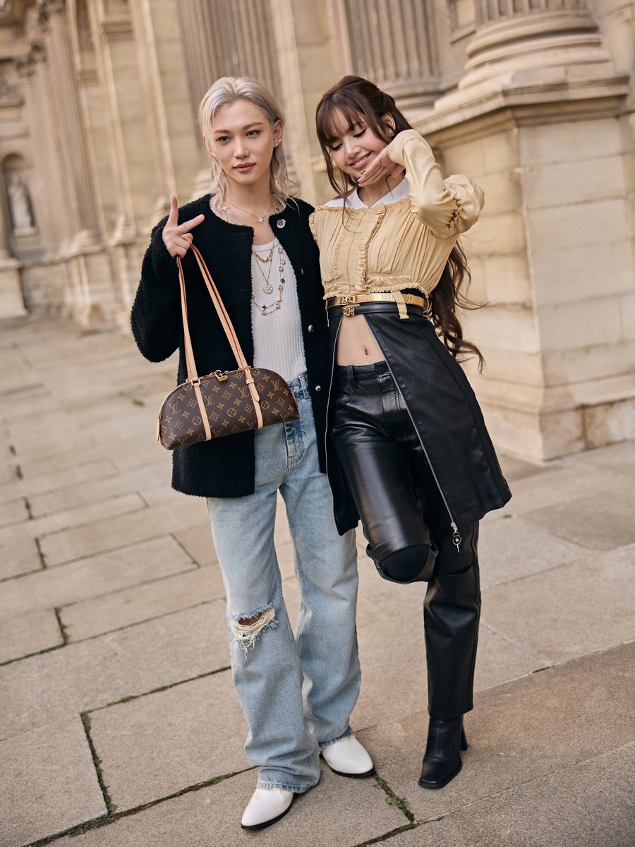 PopEmpirex's tweet photo. Stray Kids FELIX &amp; BLACKPINK's LISA for Louis Vuitton. https://t.co/C1kIsUTMTm