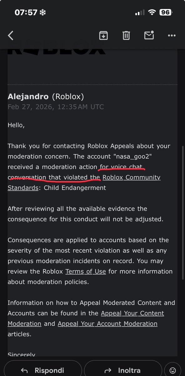 nasaimzo's tweet photo. @RoGameNews Human review needed for user:Nasa_goo2
banned for violating safety rules when im 15 yr minor, I can’t open chat evidence id nor I was notified. I’ve seen a lot of people getting this ban because of the AI moderation, pleas fix this. @Roblox @Roblox_RTC @RobloxBan https://t.co/o9OOij8hM5