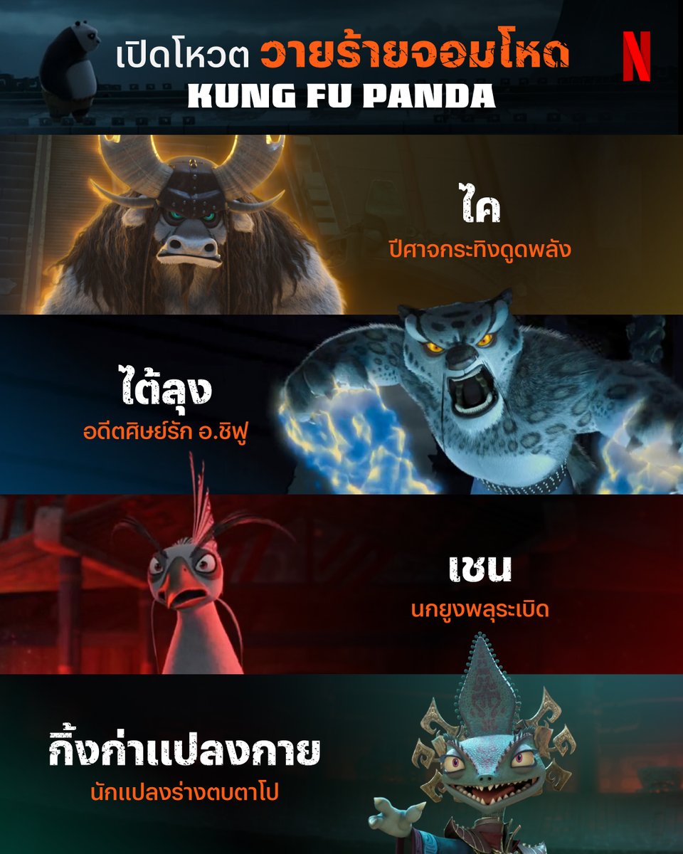 netflixth's tweet image. มีแต่ตัวโหดจัด จนงงว่าโปจะเอาอะไรไปสู้ 🥶
แต่ใครกันคือที่สุดในโผนี้ 
แฟนกังฟูแพนด้า คอมเมนต์มาบอกกันหน่อยครับ

#KungFuPanda4 #NetflixTH