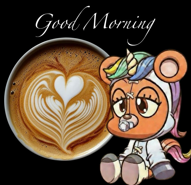 Gm everyone! ☕️💜🌈🦄🐻