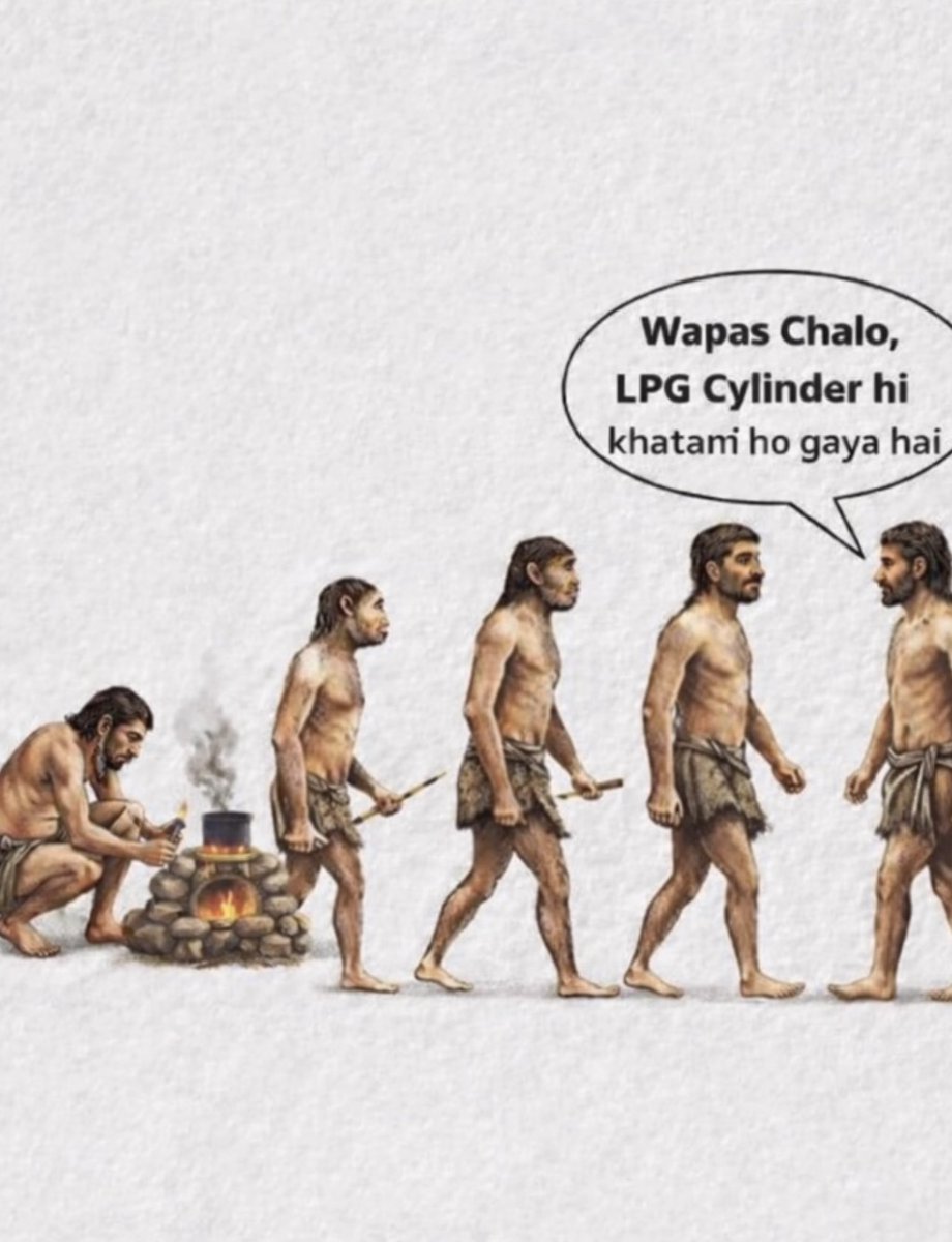 DrAmol27's tweet image. “Human Evolution:
Stone Age → Bronze Age → Digital Age →
LPG Cylinder Khatam Age 🔥” 
#LPGcrisis
#gasproblem
#LPGGasCylinder