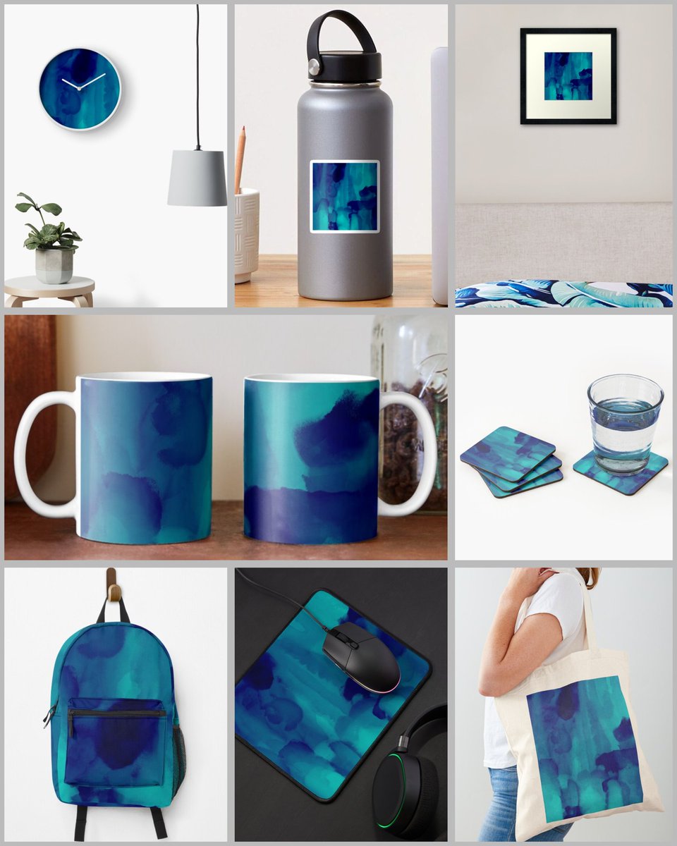 Brightful's tweet photo. Ocean Inspired Abstract Design 
Available on multiple products on my Redbubble shop.
https://t.co/vr96YvIj9U 
#findyourthingredbubble #redbubble #brightfulcreations #abstractart #modern #blue #giftideas #stickers #wallclock #wallart #bags #mousepad #coasterset https://t.co/XQZyvsySiL