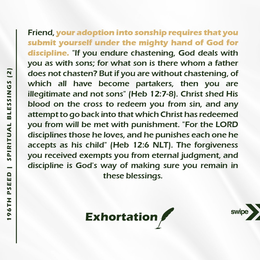 pseedshaven's tweet photo. *The 196TH PSEED*
SPIRITUAL BLESSINGS (2)
Adoption, Redemption, and Forgiveness
Read &amp; Stay Blessed
.
#prophecy #scripture #exposition #exhortation #decree #pseeds https://t.co/kou79y4R0U