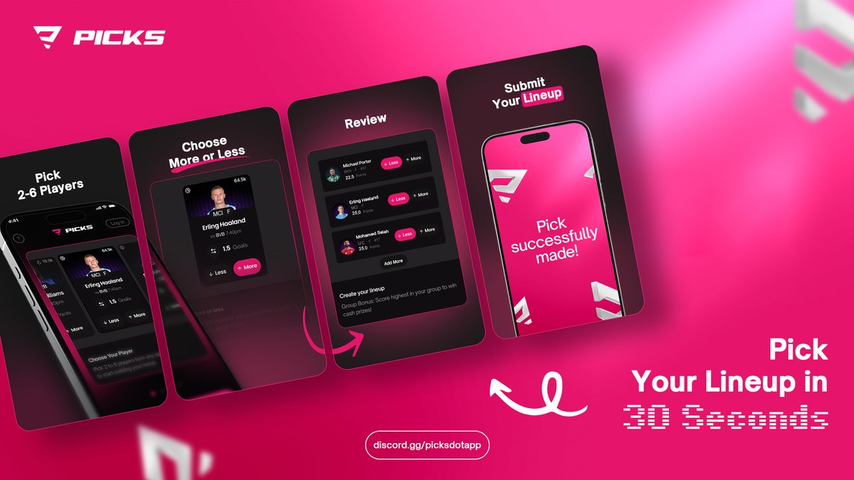 30 seconds to submit your first lineup.

pick 2-6 players → choose more or less → submit.

that's it. your lineup settles when the match does.

start here → discord.gg/picksdotapp