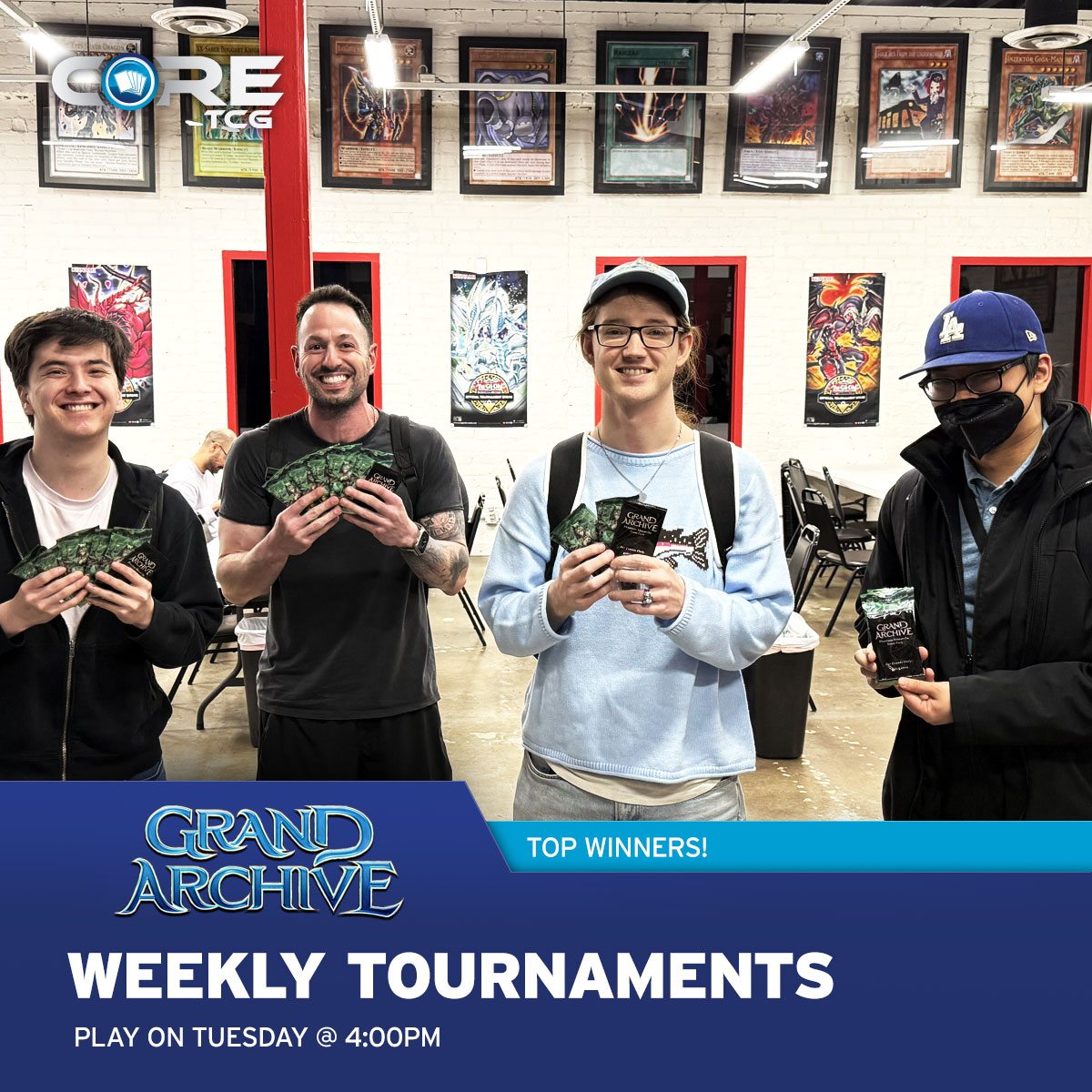 CoreTCG's tweet photo. Riftbound skirmish, YuGiOh OTS championship, local Grand Archive and One Piece winners!
Thank you for coming out and join us! Local tournament schedule pinned to our profile.
#coretcg https://t.co/cB8dz68Pzy