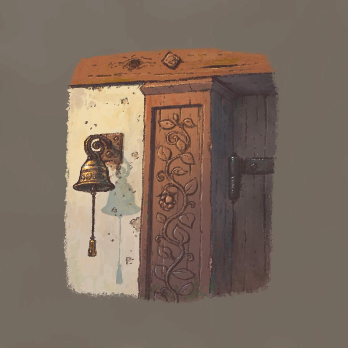 Sketch vs finished scene of a farm entrance, done in Procreate 🍇