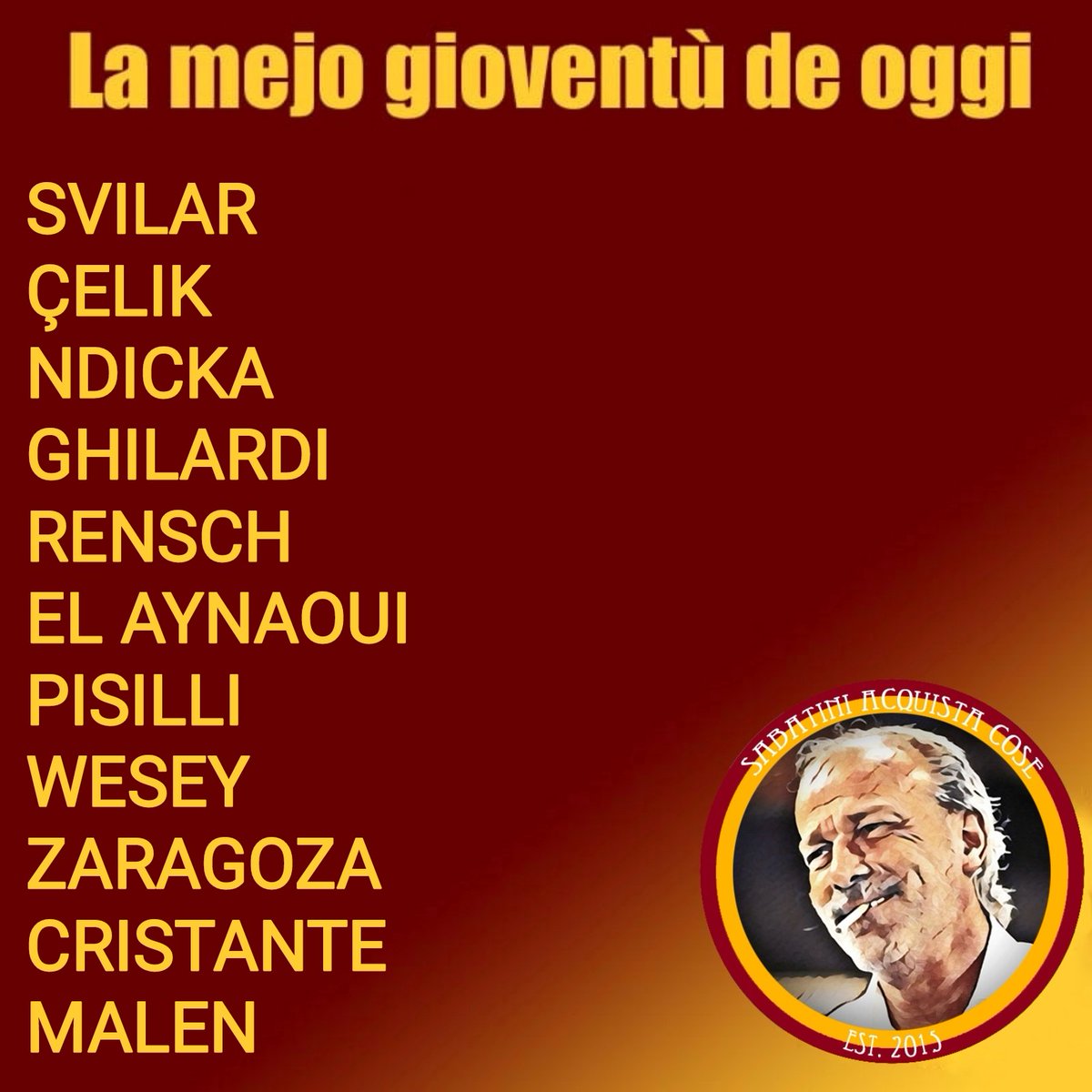 SabatiniAC's tweet photo. #BolognaRoma
#FormazioneUfficiale
#ASRoma
#EuropaLeague
#StadioDallAra
@SkySport 
@OfficialASRoma 
#SabatiniAcquistaCose https://t.co/MXI5muTMI0