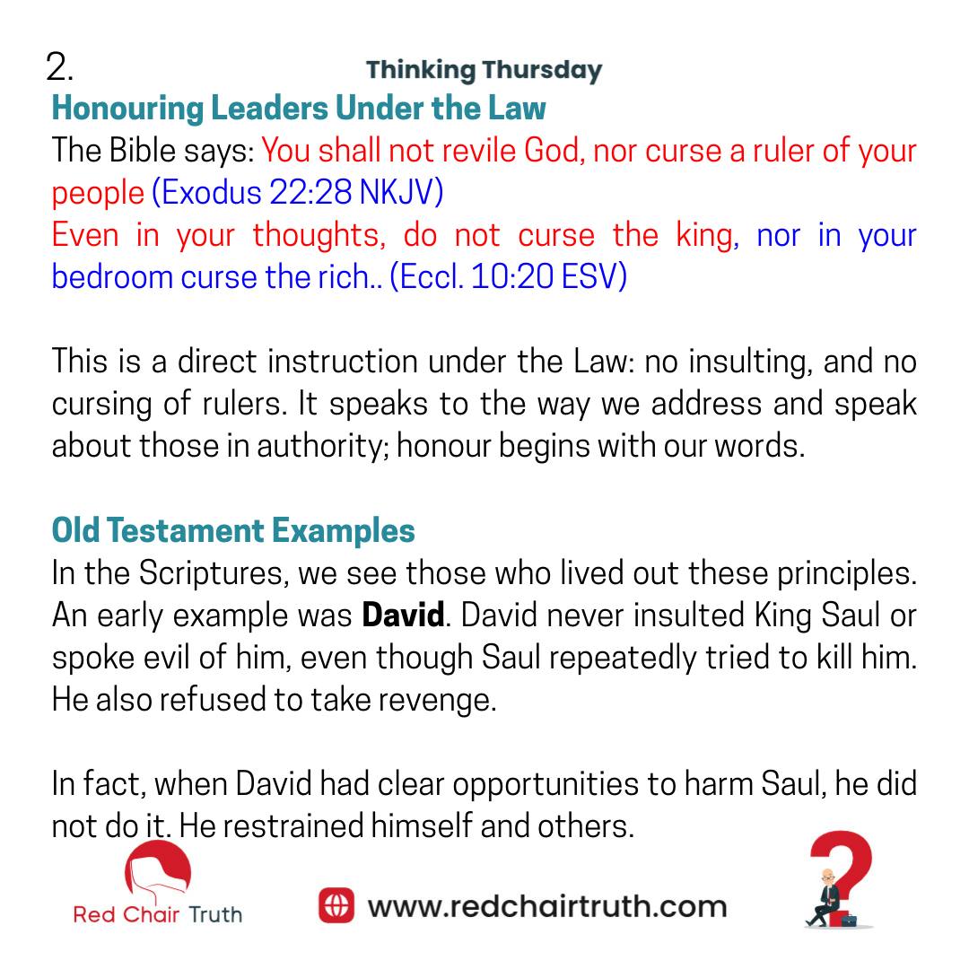 redchairtruth1's tweet image. We may disagree with their policies and feel the weight of their decisions, but God still commands us to honour civil authority. Why and how? Find out on today's Thinking Thursday.

#RedChairTruth #ThinkingThursday #Honour #Truth #RCT #ItaUdoh