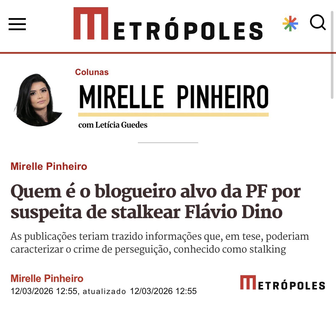 Detalhe importante que a matéria da <a href="/mirelle_ap/">Mirelle Pinheiro</a> não menciona: o blogueiro Luis Pablo já foi preso pela Policia Federal em 2017 sob a acusação de participar de esquema de extorsão envolvendo vazamentos de informações de operações da própria PF. Joguem no Google "Operação Turing"