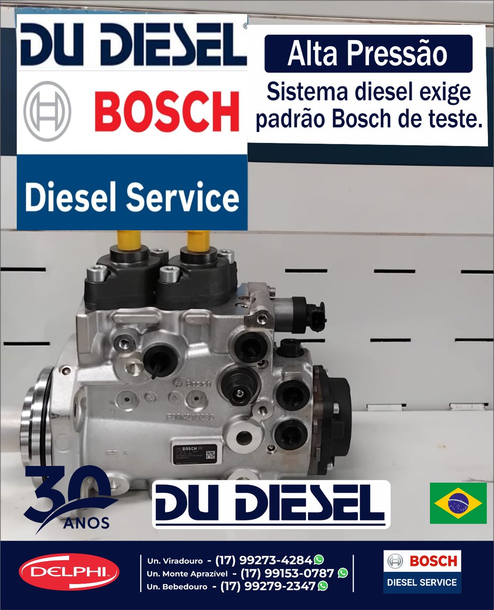 dudiesel_'s tweet photo. DU DIESEL BOSCH SERVICE  - BOMBAS DE ALTA PRESSÃO.

Bomba de alta pressão para sistema diesel com padrão diferenciado de qualidade e precisão. 

#bombadealta #bombadealtapressão #padrãobosch https://t.co/DeMzdIxMUa
