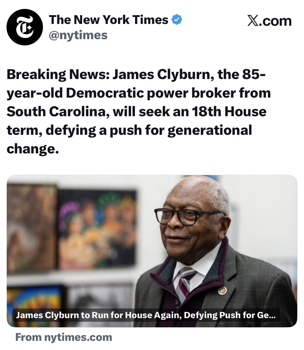 “The future of America belongs to us, the younger generations, not the boomers in charge and their boomer donors.”—MTG 

Meanwhile James Clyburn is seeking re-election at 85. He knows personally the younger people who have been patiently waiting for their chance to lead. He just