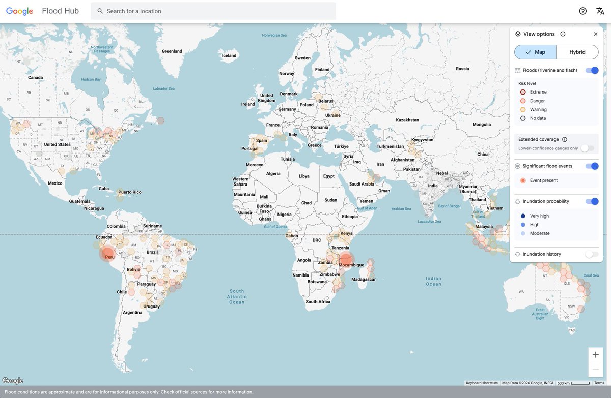 We trained a new flood forecasting model designed to predict flash floods in urban areas up to 24 hours in advance.

To help address a flash floods data gap, we created Groundsource: a new AI methodology using Gemini to identify 2.6M+ historical events across 150+ countries.