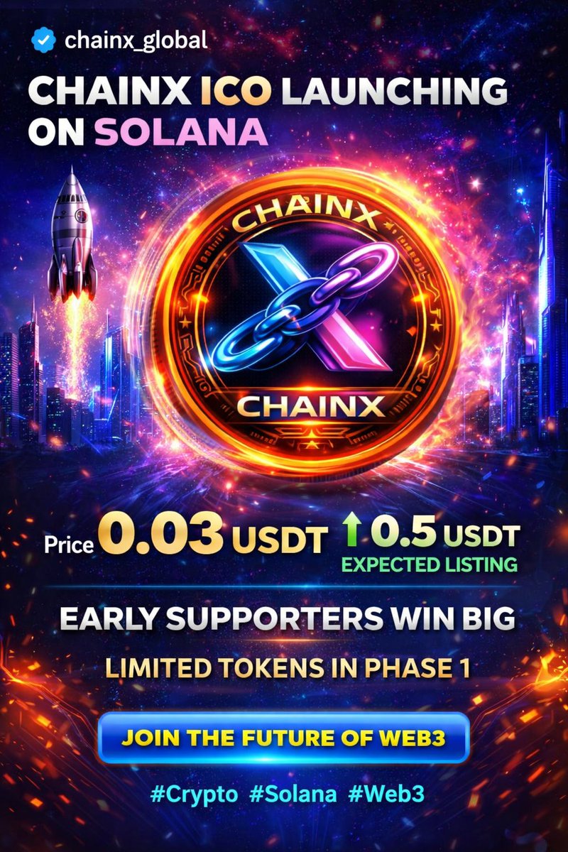 chainx_global's tweet photo. ๐ฅ CHAINX ICO Update
More investors are joining every day.
Demand increasing fast.
Current price: 0.03 USDT
Next target: 0.5 USDT listing.
Stay early. Stay ahead.
#CHAINX #cryptocurrency #BTCPump #Web3AI #solana #binance https://t.co/pMkgzKTjwa