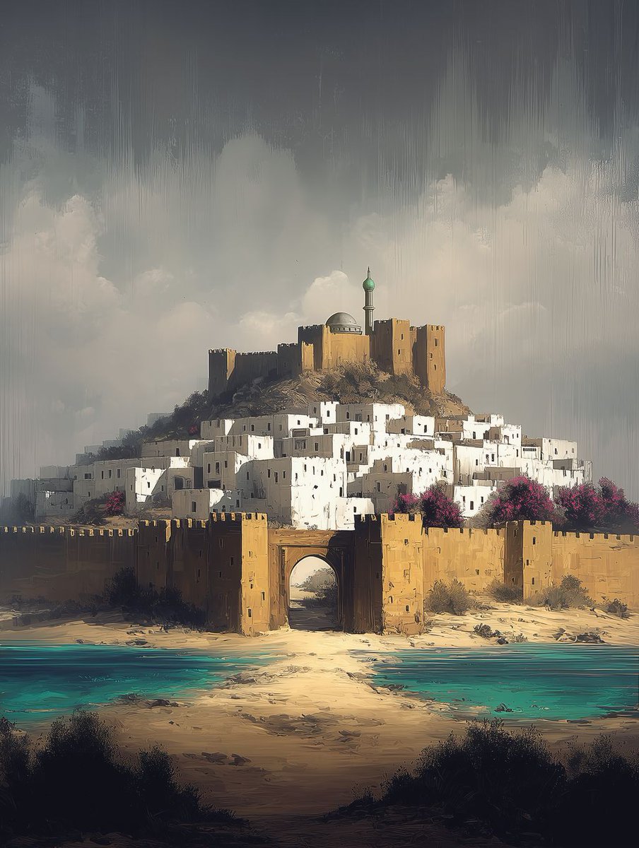NeuroPixelShop's tweet photo. Turquoise harbor. White city cascading to the sea. Golden walls catching the light. Dagoska rendered at its most alive โ painterly print now in the shop.
#FirstLaw #Grimdark
https://t.co/iEaneOC8wv https://t.co/Ody9Na9XnL