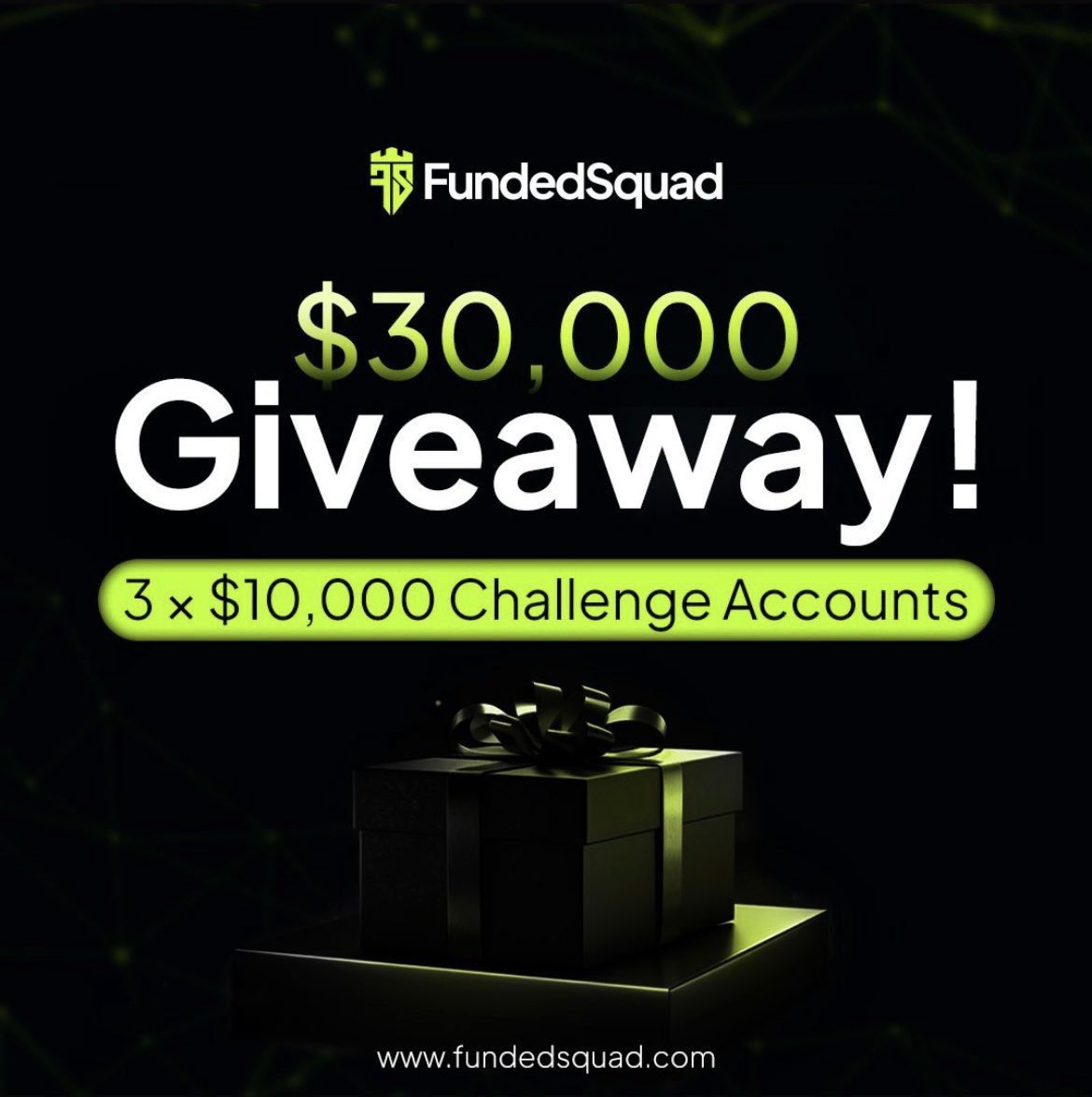 💰 FundedSquad Giveaway 💰
🎉 3 × $10,000 Two-Step Accounts 🚀
​
How to enter:
1️⃣ Follow <a href="/fundedSquad/">FundedSquad</a>
2️⃣ Follow <a href="/ajwadthefalcon/">Ajwad Saleem</a>
3️⃣ Like &amp; Retweet this post
4️⃣ Reply “Done” to this tweet
​
⏰ Winners announced in 4 days.
Don’t miss out.