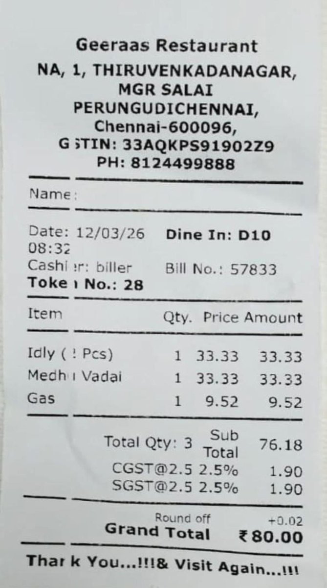 dlodha2347's tweet photo. Hotels have started charging for LPG in Bills, If this is True action needs to be taken.
@mkstalin @PMOIndia @narendramodi @HardeepSPuri @RahulGandhi 
#LPG https://t.co/dPu1JHg8Xs