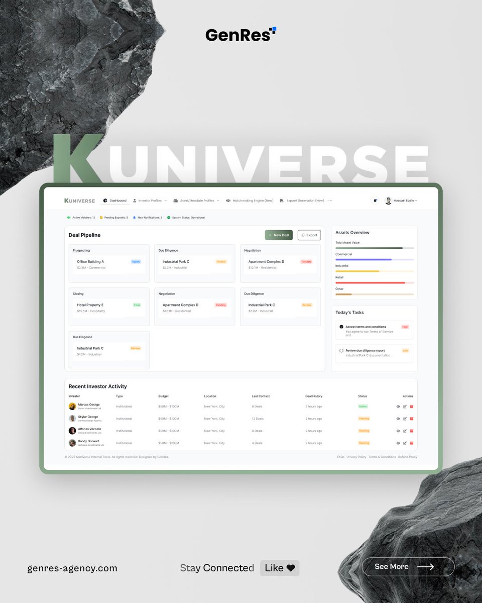 GenResAgency's tweet photo. Kuniverse - Asset Management Dashboard https://t.co/nEIa4lpmTL