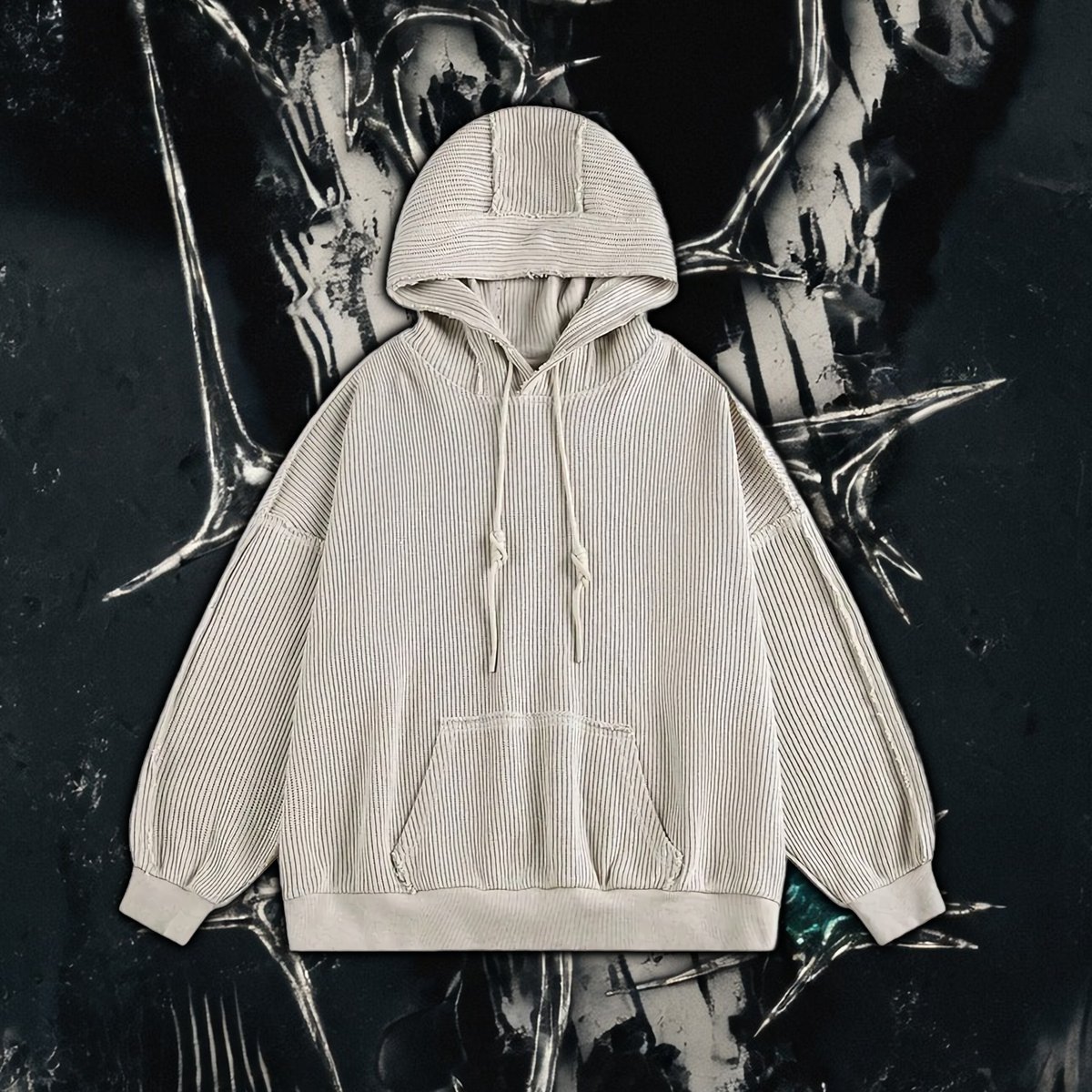 cloutcollection's tweet photo. 'Splice' Chunky Knit Oversized Hoodie