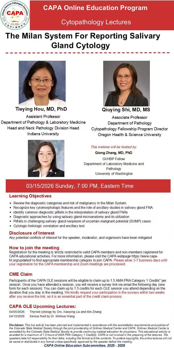 Chinese American Pathologists Association tweet media