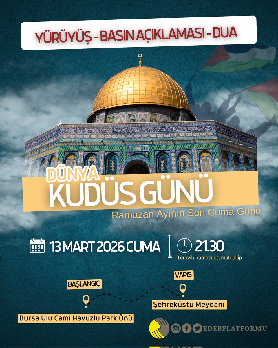 Bursa'da Dünya Kudüs Gününde Meydanlardayız!

Emperyalist saldırganlık Filistin'den İran'a kan ve soykırım taşımaya devam ediyor. Dünya Kudüs Günü'nde şu an siyonistler tarafından kapalı tutulan Mescid-i Aksa için, tüm mazlumlar için birlikteyiz, direnişteyiz!

13 Mart Cuma 21:30