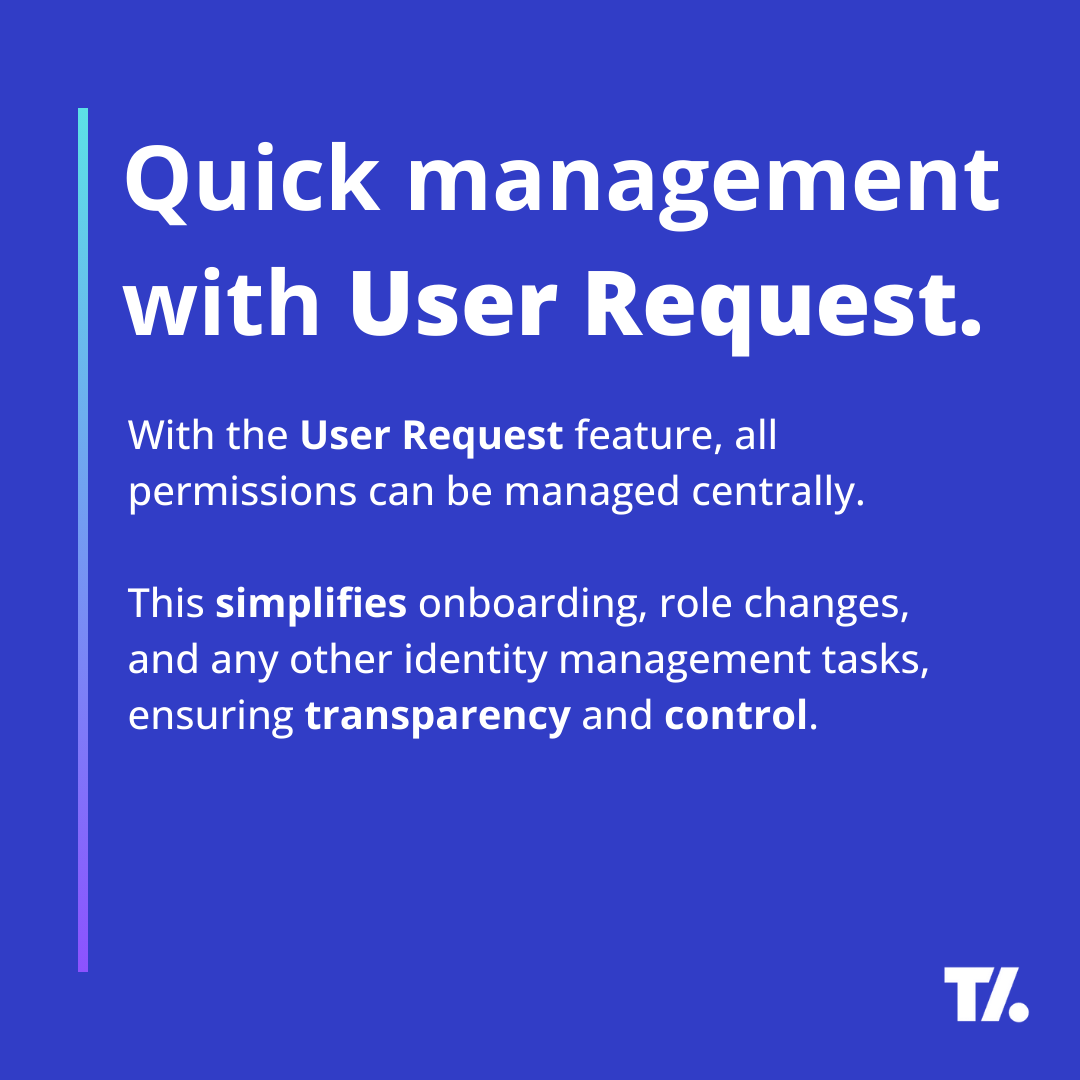 🚫 Don't wait for permissions.

With the User Request feature you can manage all permissions.

🤝🏻 Write to us and we will clarify your doubts:
tirasa.net/en/contacts

#IAM #IdentityManagement #AccessManagement #OpenSource #UserRequest #Cybersecurity