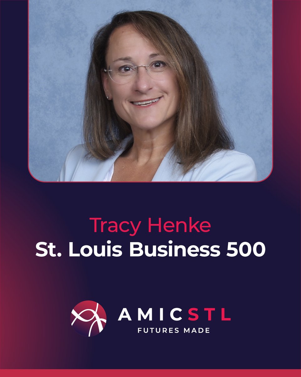 AMIC_STL's tweet photo. We’re proud to celebrate Tracy Henke, Deputy Executive Director &amp; COO of AMICSTL, for being named to the 2026 St. Louis Business 500 by @stlmag.

Help us congratulate Tracy &amp; read her feature: https://t.co/iXPn8vHRWU

#AMICSTL #STLMag #AdvancedManufacturing #Business #StLouis https://t.co/ZeAXys0vjc