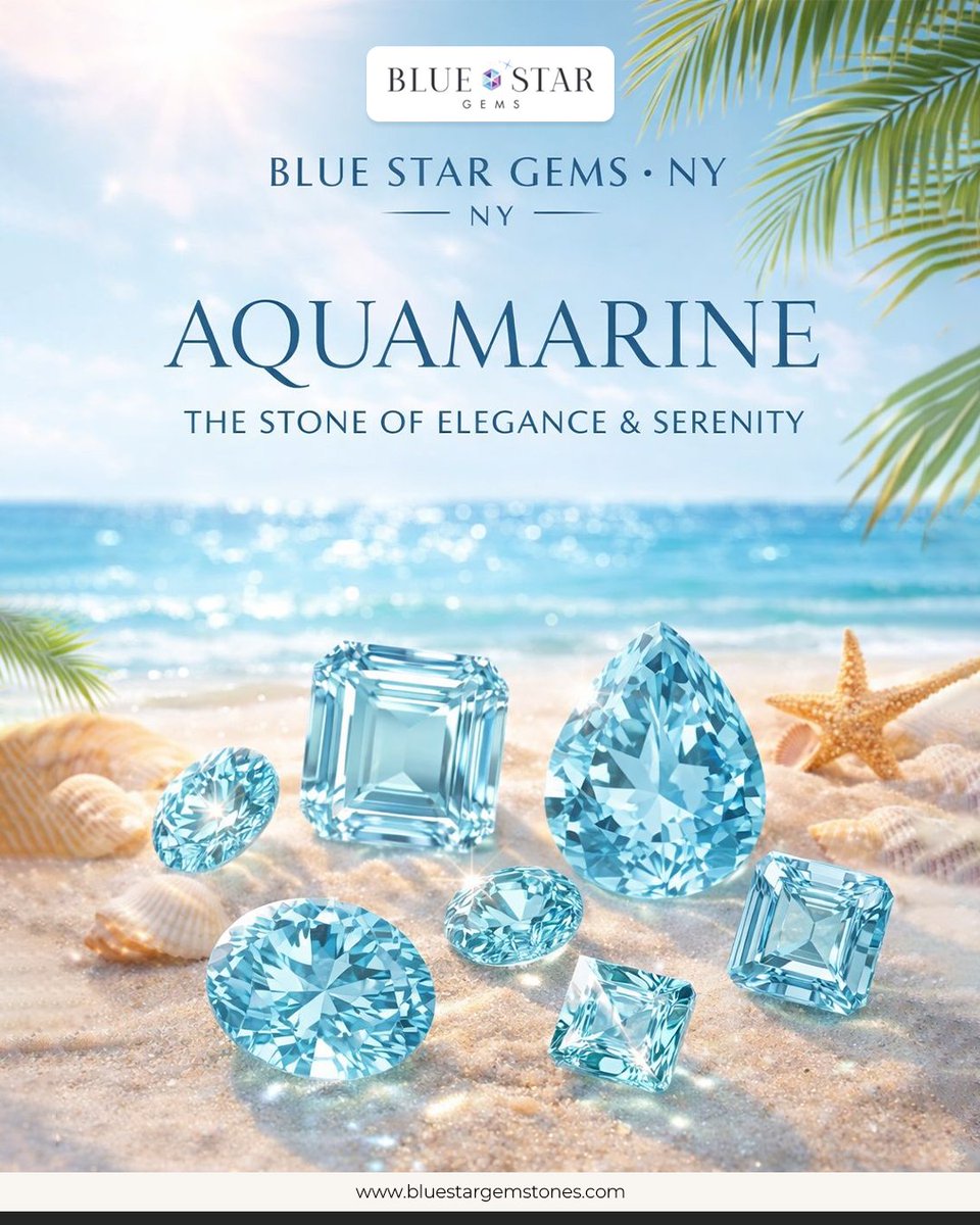 blue_star_gems's tweet image. Aquamarine the gem of calm seas and endless elegance. 🌊💎

Discover the brilliance of nature’s ocean treasure with our exquisite aquamarine collection.

Perfect for collectors, designers, and gemstone lovers.

#Aquamarine #GemstoneCollection #BlueGemstone #LuxuryGemstones