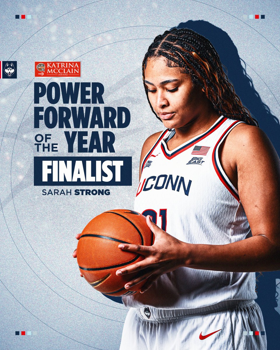 UConnWBB's tweet photo. Sarah Strong is a finalist for the Katrina McClain Power Forward of the Year award! 💪 https://t.co/GpDmkxMp7e