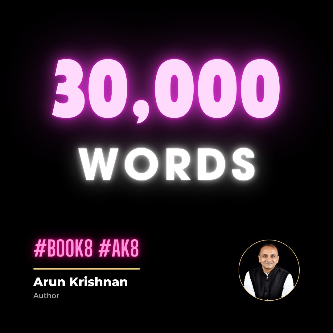 ArunKrishnan_'s tweet photo. 11 days to the next 10,000 words. 30K, 30,000 Words!
#Book8 #AK8 #writing https://t.co/OyDkoHLouR