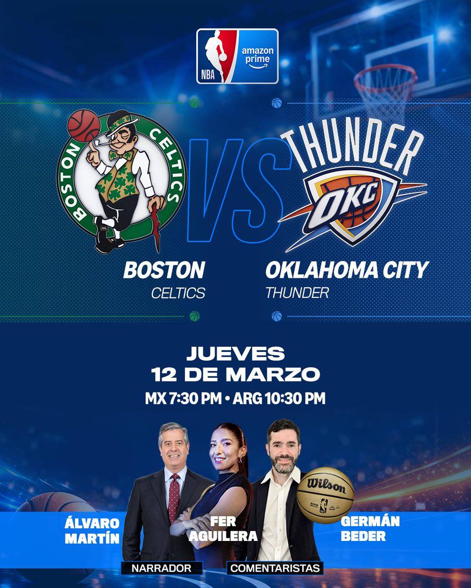 AlvaroNBAMartin's tweet image. ¿Previa de #NBAFinals?

@Celtics visitan a @ElThunder.

Acompañado por @FerAgarr y @GBeder.

Disfrútalo por:

@NBAonPrime en 🇺🇸 y 🇵🇷
@PrimeVideoLAT en LatAm
@PrimeVideoMX en 🇲🇽

@NBALatAm
@NBAMEX 
@NBASpain 

@RitmoNBA