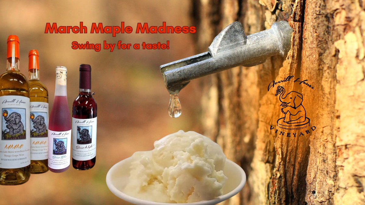 AverillVineyard's tweet image. We celebrate March as local Sugar Houses tap the Maple trees and create a New England favorite, Maple Syrup and we create Maple infused wine and WineCream ice cream! Reserve now: eventbrite.com/e/indulge-in-m…

#Maple #MMM! #AverillHouseVineyard #MapleIcecream #MapleWine #LoveNH #NHWine