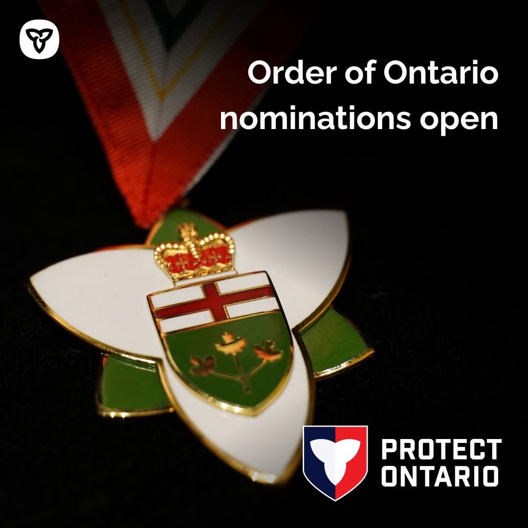 Andrea_Khanjin's tweet photo. Nominations are now open for the province’s highest honour, the #OrderofON!
Nominate someone whose exceptional contributions have shaped our communities and this province.
Submit a nomination by March 31, 2026: https://t.co/7vmMTE9c9X
#ONHonours #ONAwards #Diversity #Inclusion https://t.co/PG4lkekxvL