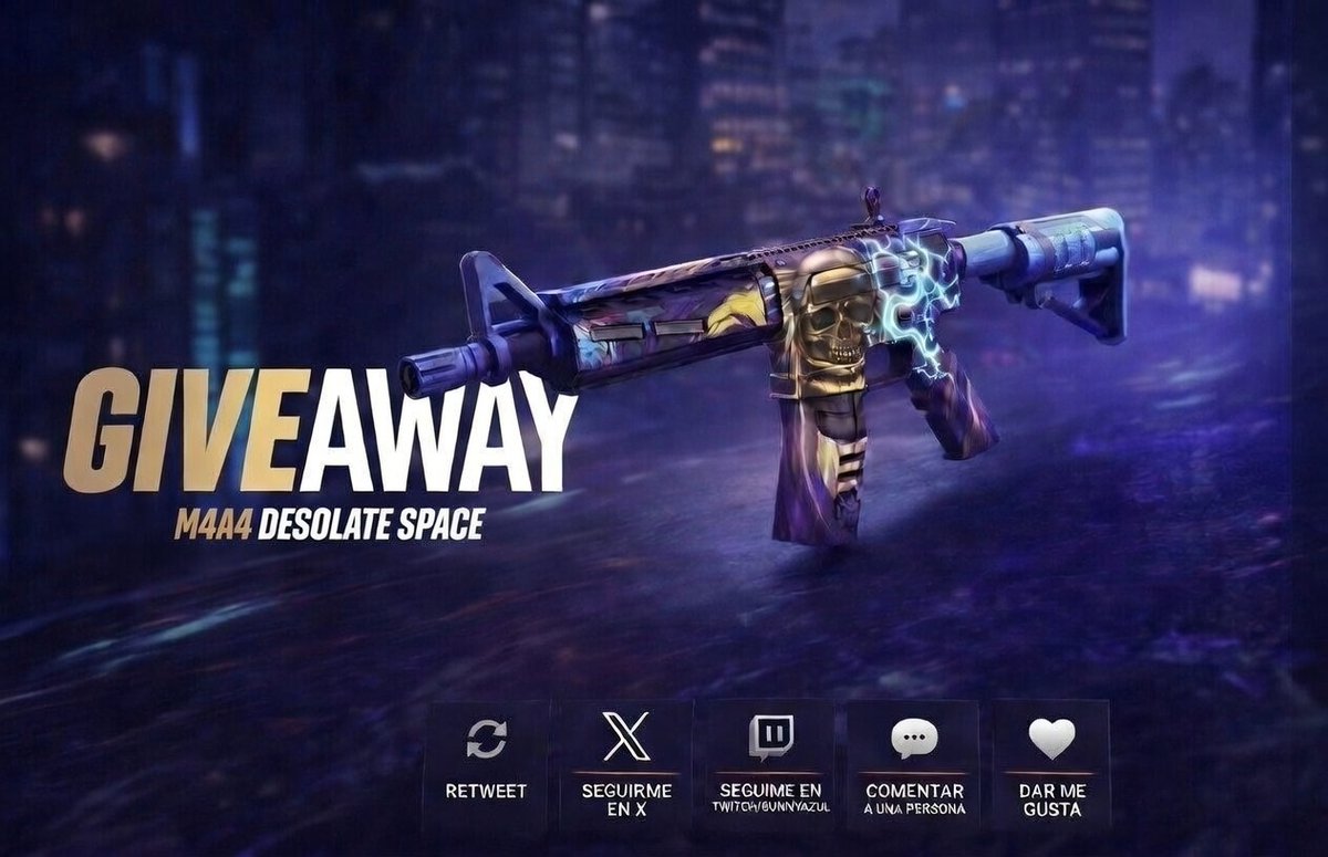 𝗔𝗟𝗘𝗥𝗧𝗔 𝗦𝗢𝗥𝗧𝗘𝗢🚨

Estoy sorteando una 𝗠𝟰𝗔𝟰 | 𝗗𝗲𝘀𝗼𝗹𝗮𝘁𝗲 𝗦𝗽𝗮𝗰𝗲

Requisitos:
🔹Follow <a href="/BunnyAzul1/">BunnyAzul</a> 
🔹Follow en Twitch | BunnyAzul (link en la descripción)
🔹Like❤️y RT🔁
🔹Etiquetar 1 amigo o mas

🗓️Se anunciará el 20/03 en mi canal de twitch