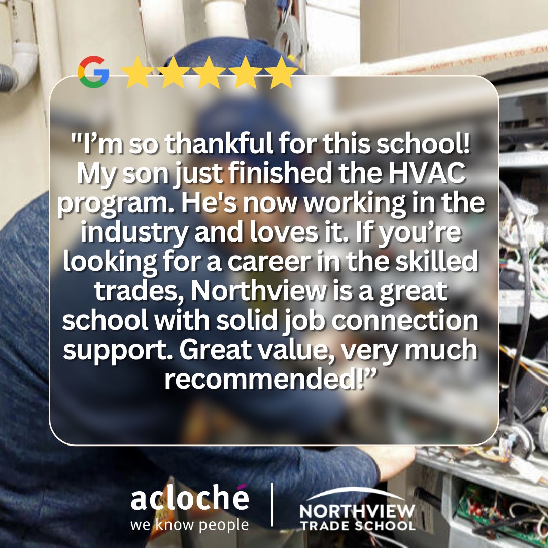 acloche's tweet image. Northview Trade School is trusted by families and dedicated to helping students earn industry certifications and land skilled trade jobs quickly.

Interested? Learn more and sign up here: …killedtrades.northviewtradeschool.com

#weknowpeople #workforcesolutions #tradeschool