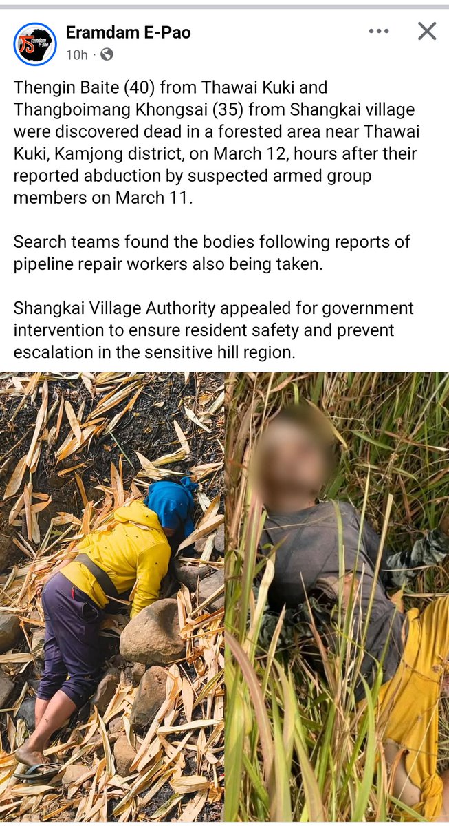 How narratives are manufactured in Manipur:  <a href="/eramdamepao/">ERAMDAM E-PAO</a> (Meitei Media)  -  names the victims and reports the abduction.

Tangkhul Naga Long (TNL) - erases the names, calls them “narco-terrorists,” and shifts the focus.
Same event. Different narrative.
<a href="/PTI_News/">Press Trust of India</a> <a href="/ThePrintIndia/">ThePrintIndia</a>