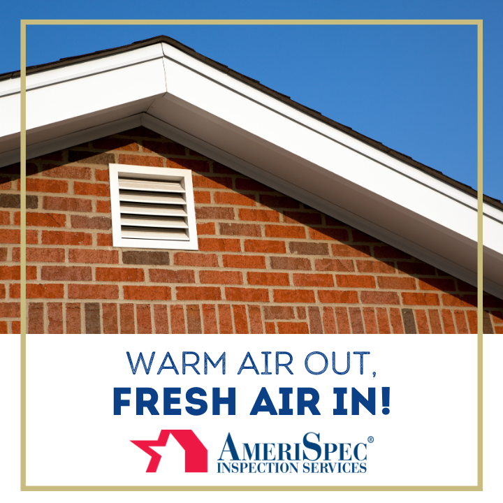 AmeriSpecOregon's tweet image. Attics need ventilation so they can “breathe” 💨 Basic setup: intake (often soffit vents) brings in cooler/drier air, and exhaust (ridge/roof/gable vents) lets warm/moist air out. Balanced airflow helps reduce moisture + protects attic/roof materials

#AmeriSpec #HomeInspection