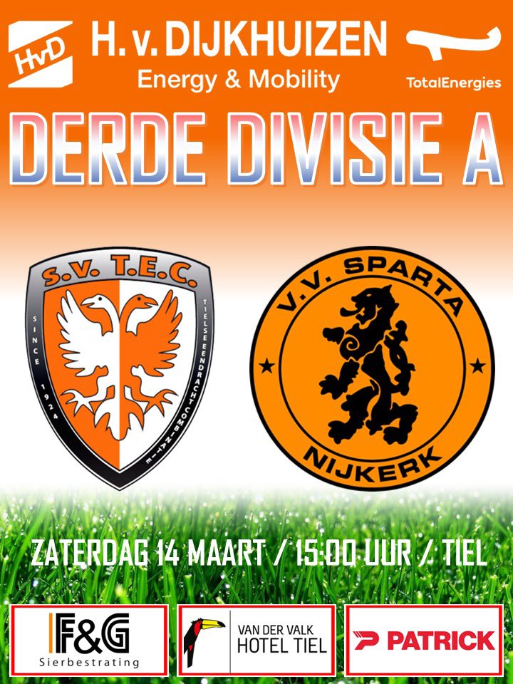 Zaterdag nemen we het op tegen <a href="/spartanijkerk/">Sparta Nijkerk 🧡🖤</a> 
Rug rechten en weer alles geven voor een goed en broodnodig resultaat 
#tecspa