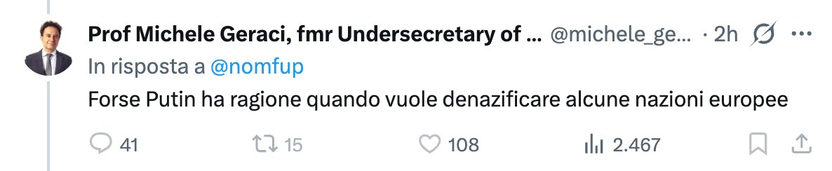 Questo coso qui è stato un sottosegretario del nostro governo
#Putin