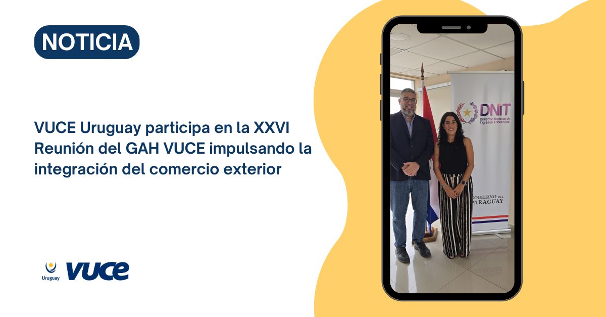 🌎 Estamos participando en la XXVI Reunión del GAH VUCE 🤝

Este encuentro regional es clave para seguir impulsando la integración y modernización del comercio exterior.

Conocé más sobre nuestra participación acá 👉vuce.gub.uy/reunion-gah-vu…