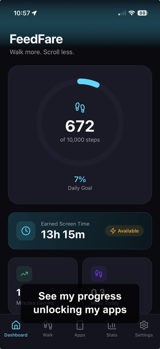 FeedFareApp's tweet photo. Finally, an app that actually syncs and doesn't require me to manually refresh it every 5 minutes 😮‍💨 #screentime #walkingchallenge #digitalwellness #stepsgoal #feedfare https://t.co/WEsmrZYRlH