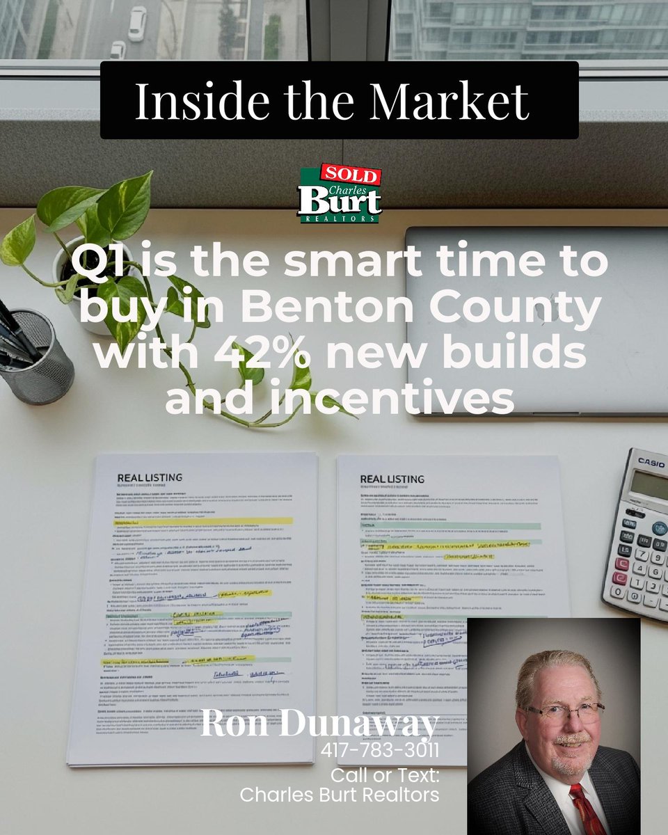RonRealtor57's tweet photo. The Q1 window is the smart play for buyers. 41.7% of Benton County listings are new builds with incentives still on the table. 🏡

Thinking about a move before the spring rush? DM me. https://t.co/xHMfCuHgV6