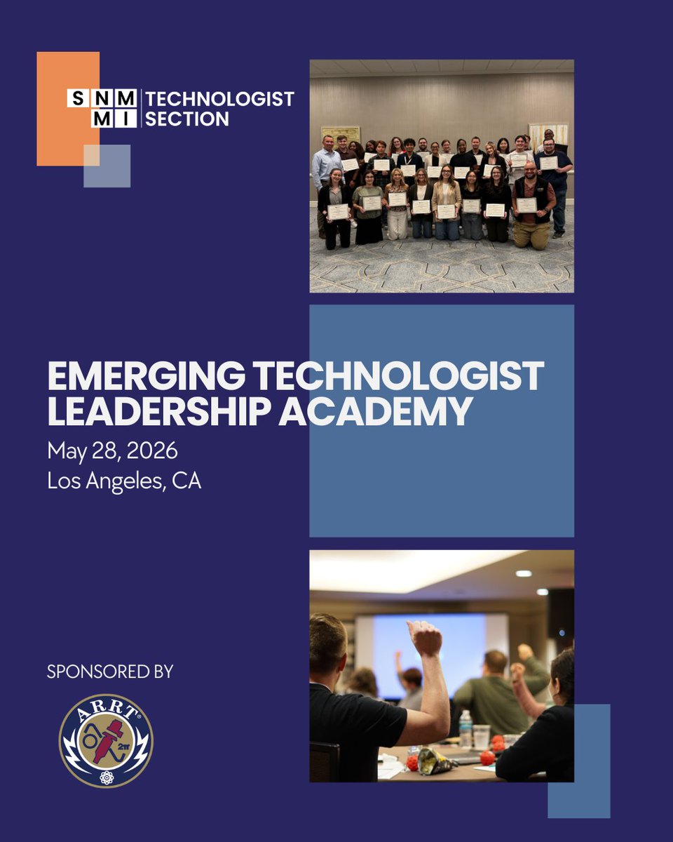 SNM_MI's tweet photo. The Emerging Technologists Leadership Academy is heading to LA on May 28, 2026. Designed for NMT students &amp; recent grads, this program builds leadership skills from emotional intelligence to communication. Apply by March 14: https://t.co/CqbmLaAKbL

Sponsored by @TheOfficialARRT https://t.co/TbLZgOJ062