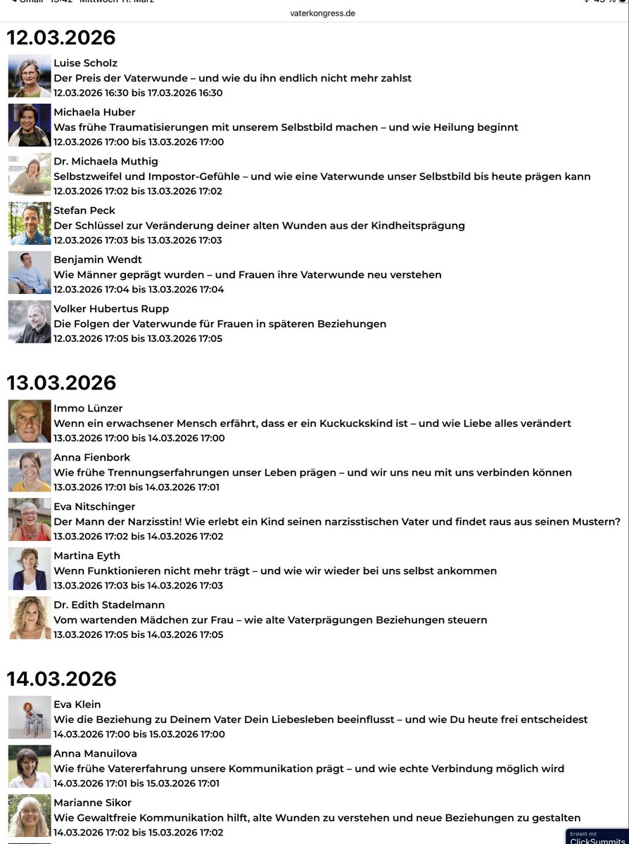 luenzer's tweet photo. Immoment hat der #Vaterkongress
begonnen 

Ich bin morgen (Fr. 13.3.) ab 17:00h dran 
(24h kostenlos einsehbar).

#immolünzer

Anmeldung kostenlos via:
https://t.co/SOYgm07bct

Die beiden Fotos zeigen das Programm

❇️ https://t.co/IvqkuXubuR