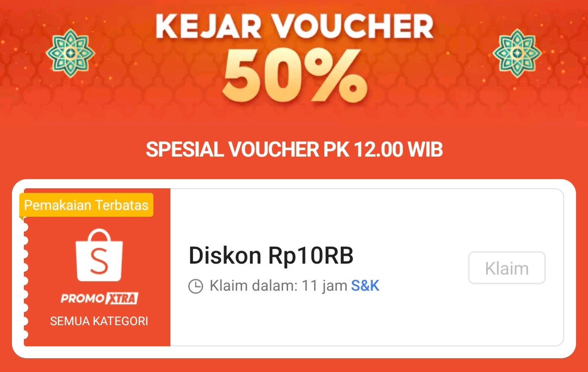 gebrakan baru... nanti siang ⏱️12:00

DISKON 10RB minbel 20RB 

📍berlaku all produk kategori XTRA
(sama kaya promo serburabu gais)
*bisa minyak harusnya

claim sini tanpa refresh nanti👇🏻
s.shopee.co.id/LiRcadaJB