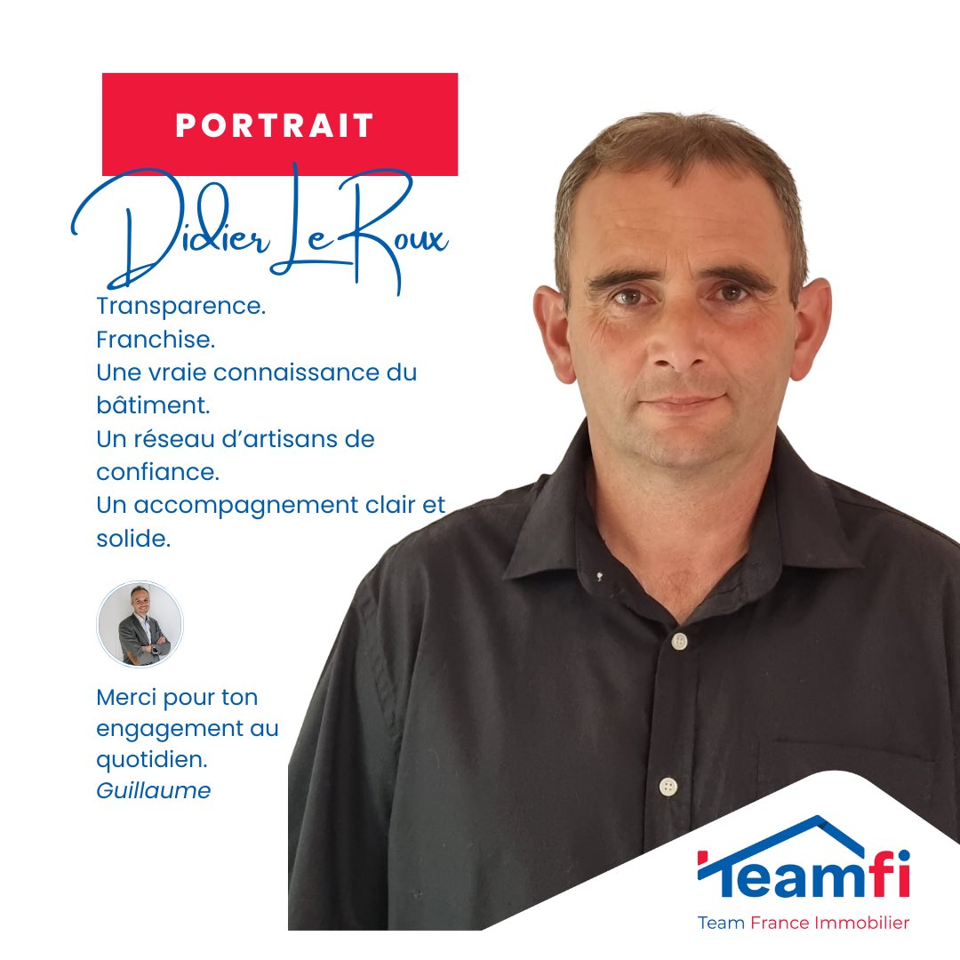 TeamTeamfi's tweet photo. Didier, conseiller TeamFi en Bretagne.
Franc, direct et expert du bĂątiment.
Un vrai appui pour sécuriser les projets immobiliers.
#teamfi #immobilier #bretagne https://t.co/APDw42hdI8