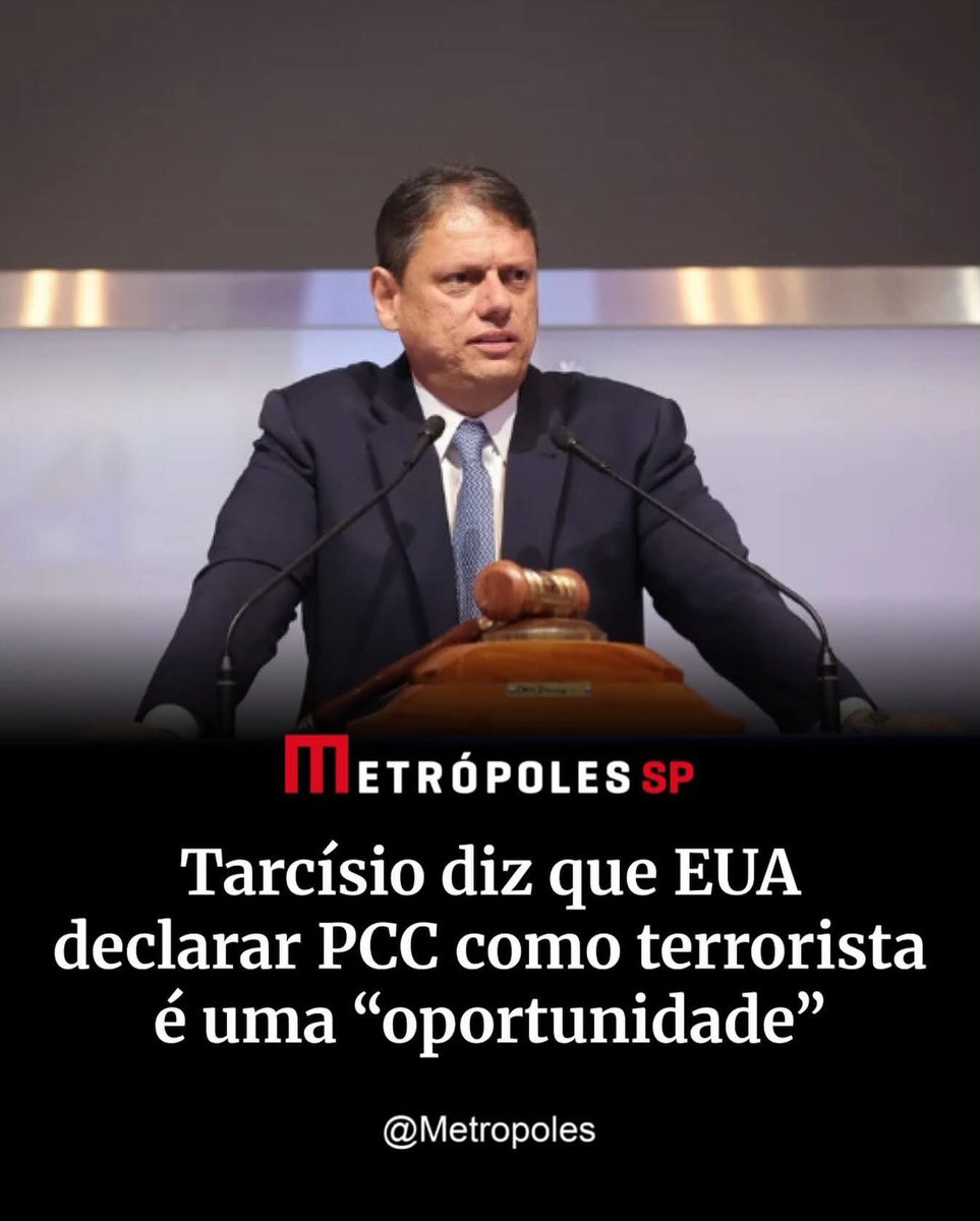 rfotios's tweet photo. Carioca Tarcísio diz que EUA declararem paulistano PCC como terrorista é uma “oportunidade”, mas que CV é parça. https://t.co/k25dKFGF9S